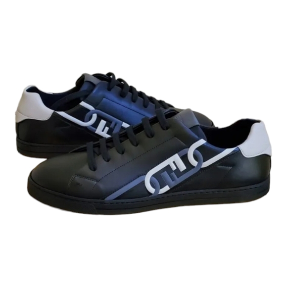 Fendi O'Lock Overlay FF-Logo Link Low Top Sneakers Mens Nero/Black Size US 9 NIB - Picture 4 of 13